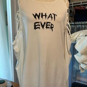 🌸🌸White Top with 'Whatever' Print